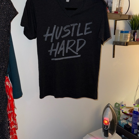 Tops - Black 'Hustle Hard' T-Shirt